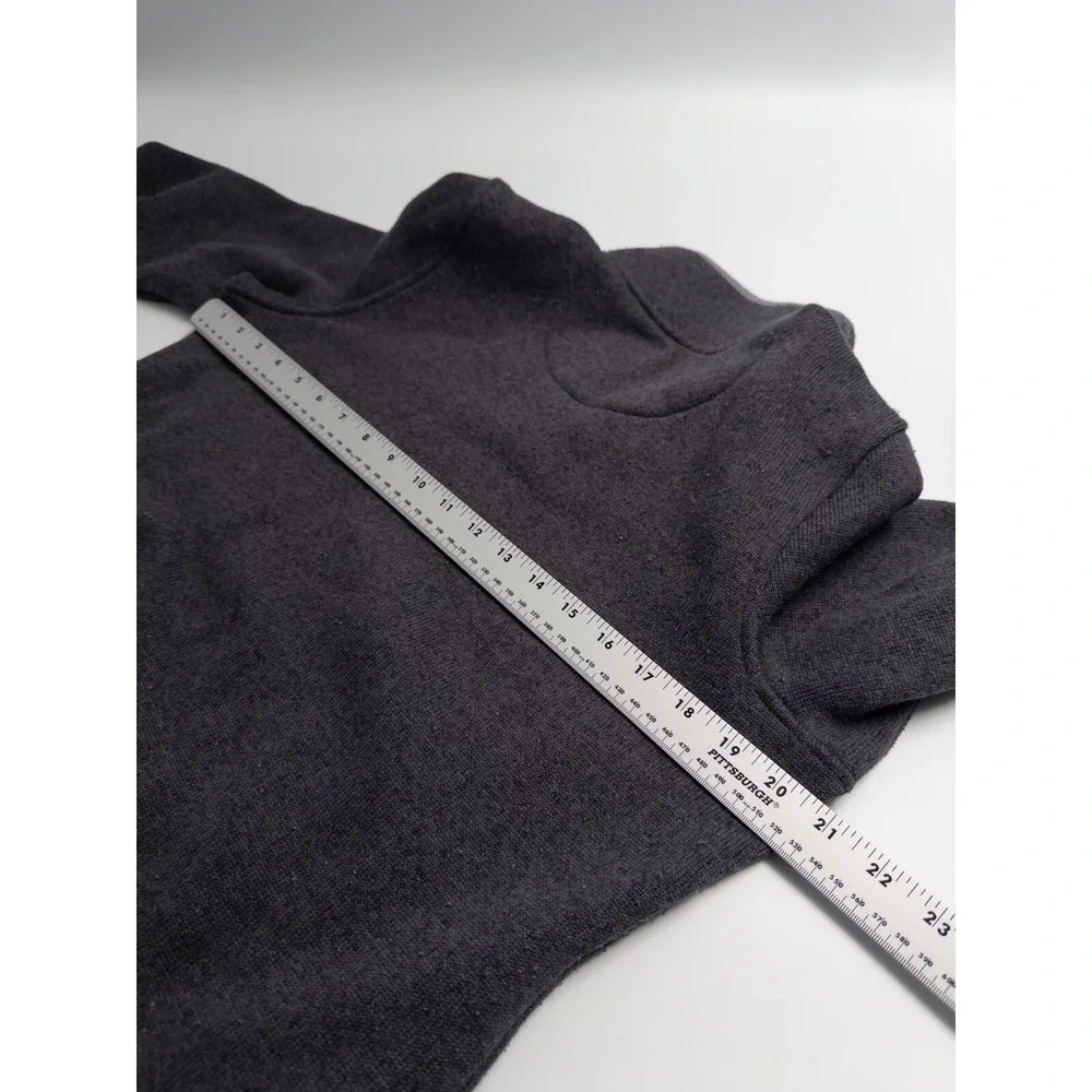 LL Bean Fleece Sweater Mens M Gray Snap Mock Neck Pockets 1/4‎ Pullover Outdoor